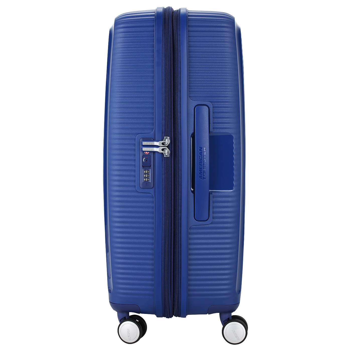 Синий чемодан со встроенным замком American Tourister Soundbox