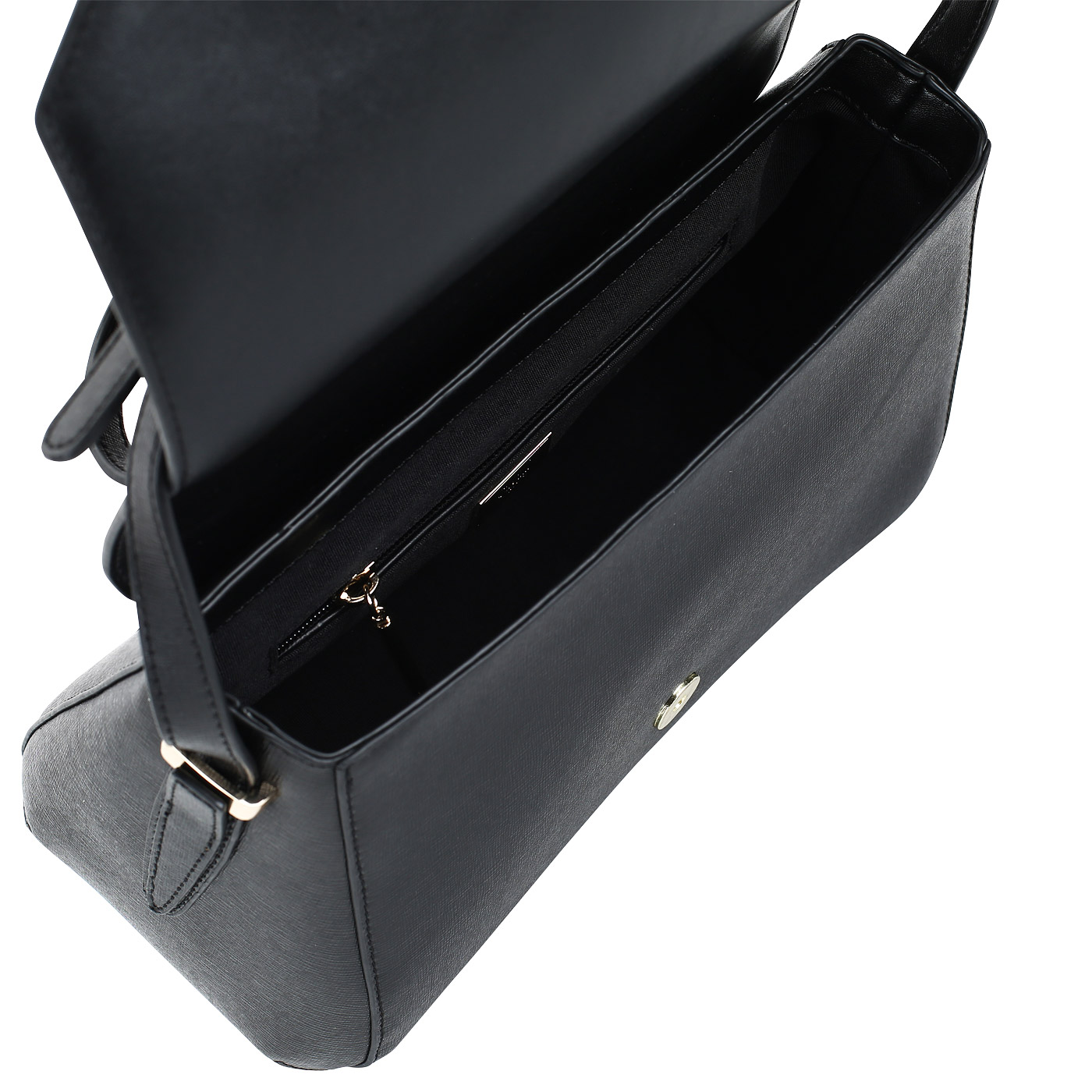 Аккуратная женская сумочка из черного сафьяна Cavalli Class Doris