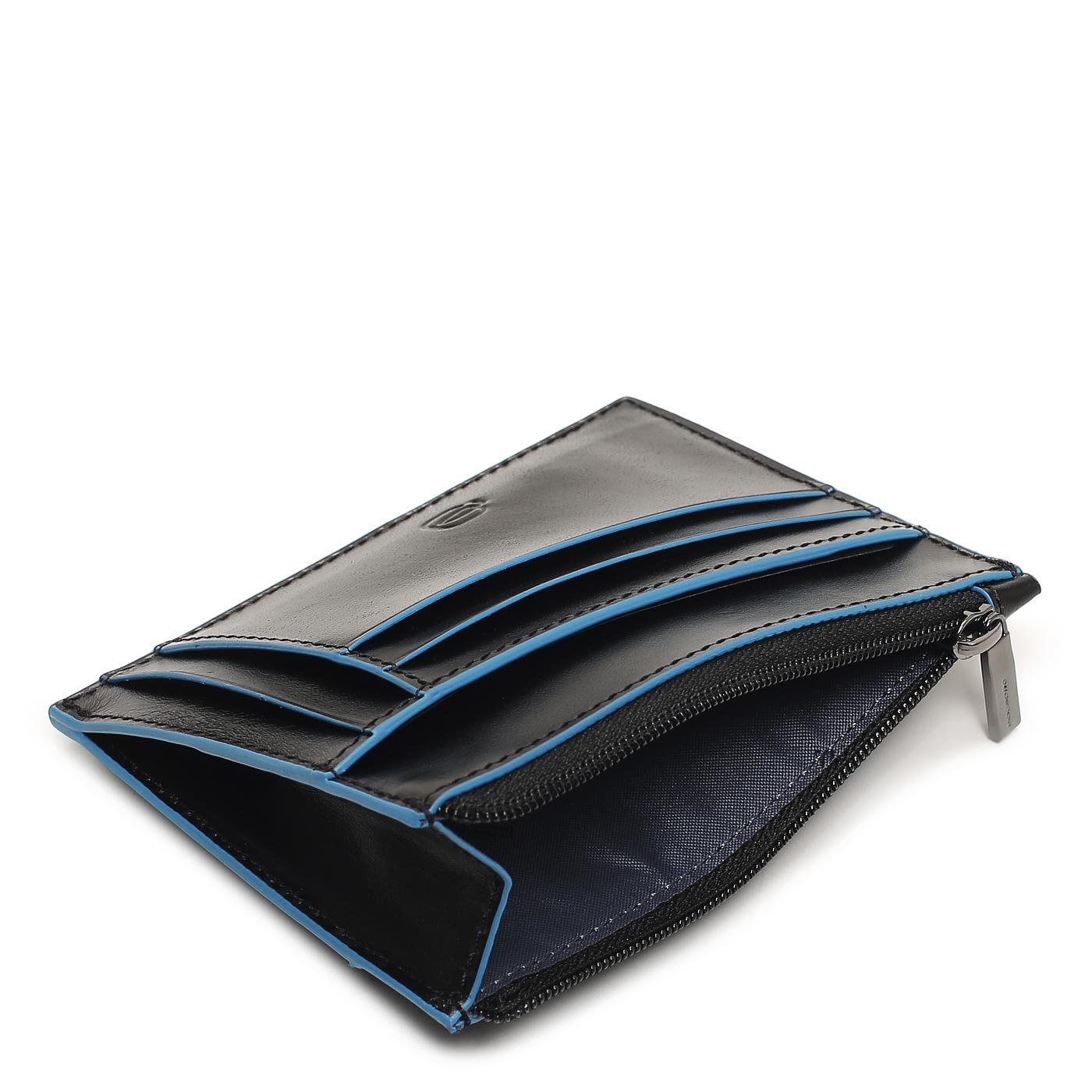 Кожаная визитница на молнии Piquadro Blue square